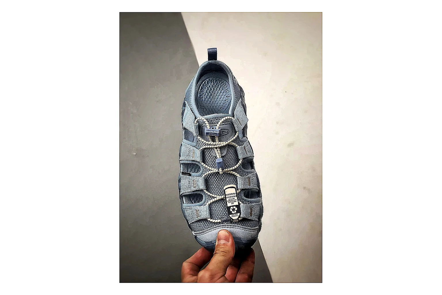 KEEN Jasper Sandal Blue Gray spreadsheet record photo showing blue gray suede-mesh upper, outdoor sandal silhouette, protective toe area, and trail-casual sole thumbnail 6