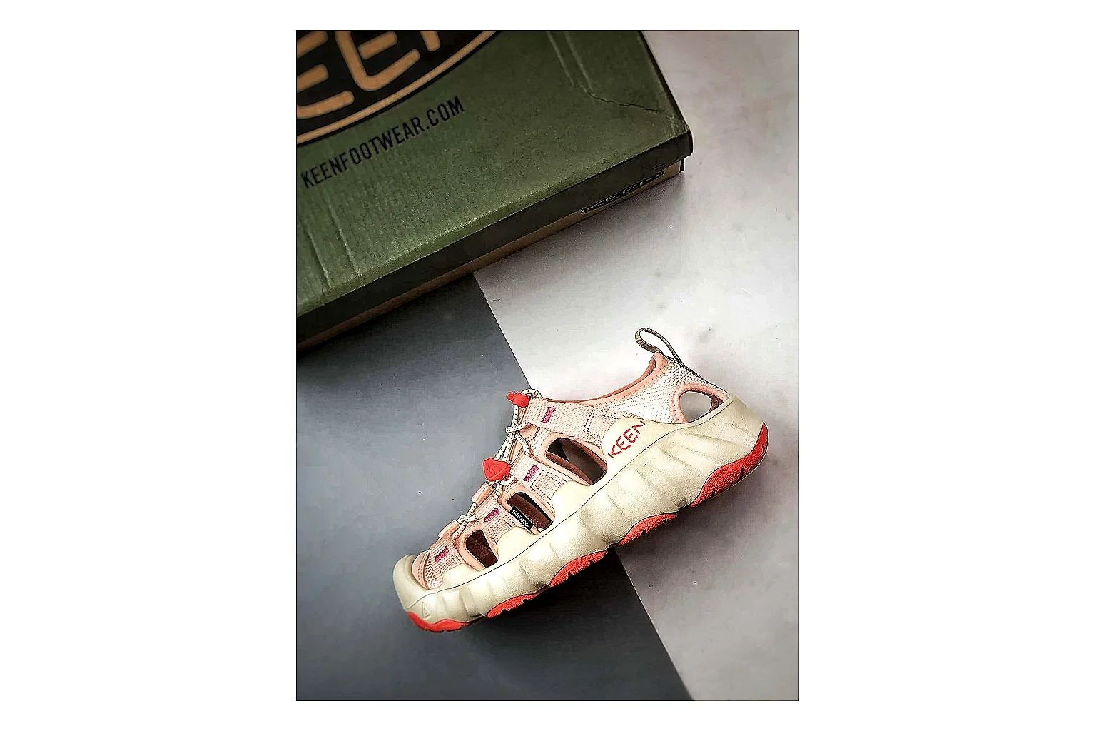 KEEN Jasper Sandal Cream Red spreadsheet record photo showing cream red suede-mesh upper, outdoor sandal openings, protective toe area, and rugged sole thumbnail 2