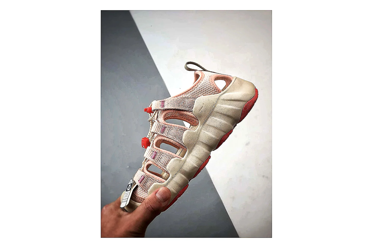 KEEN Jasper Sandal Cream Red spreadsheet record photo showing cream red suede-mesh upper, outdoor sandal openings, protective toe area, and rugged sole thumbnail 3