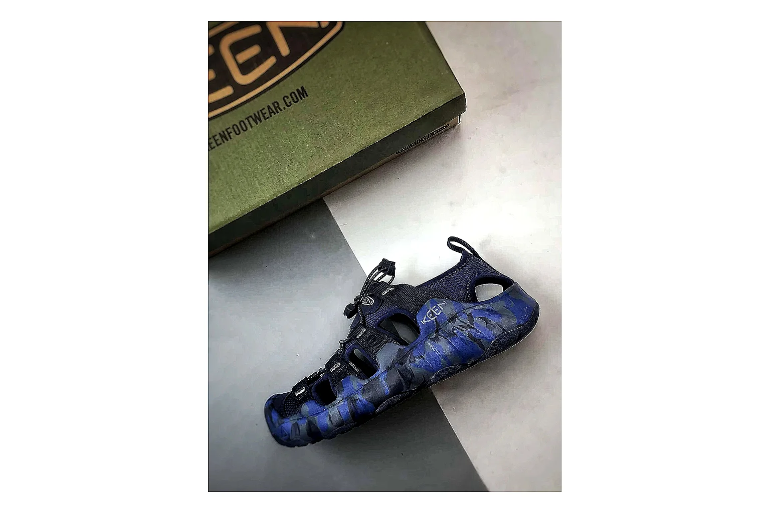 KEEN Jasper Sandal Navy Blue spreadsheet record photo showing navy blue suede-mesh upper, sandal openings, protective front shape, and outdoor casual outsole thumbnail 2