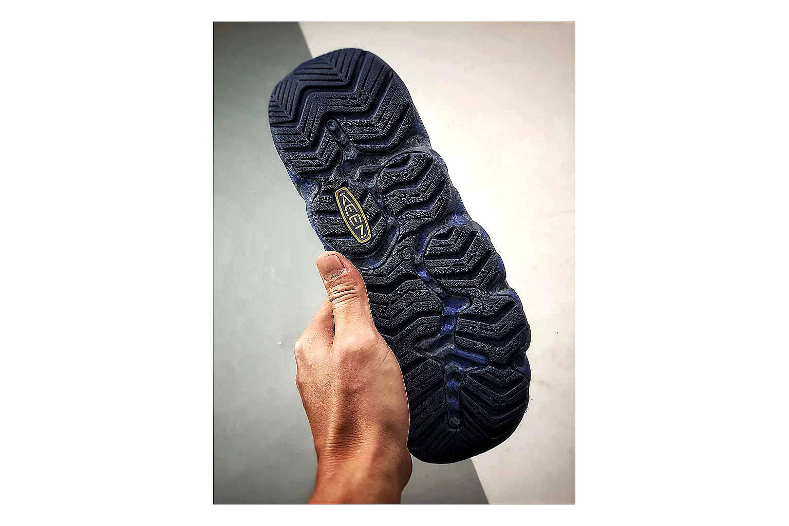 KEEN Jasper Sandal Navy Blue spreadsheet record photo showing navy blue suede-mesh upper, sandal openings, protective front shape, and outdoor casual outsole thumbnail 5