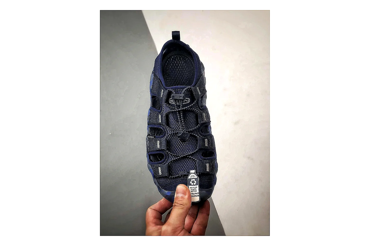 KEEN Jasper Sandal Navy Blue spreadsheet record photo showing navy blue suede-mesh upper, sandal openings, protective front shape, and outdoor casual outsole thumbnail 6
