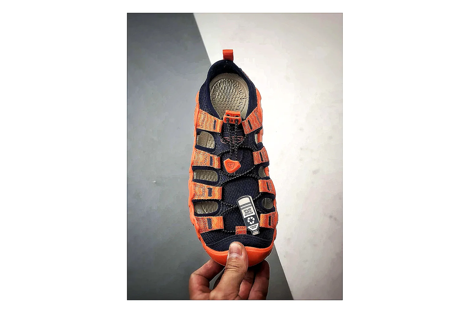 KEEN Jasper Sandal Orange Black spreadsheet record photo showing orange black suede-mesh upper, protective sandal structure, outdoor toe coverage, and rugged sole thumbnail 6