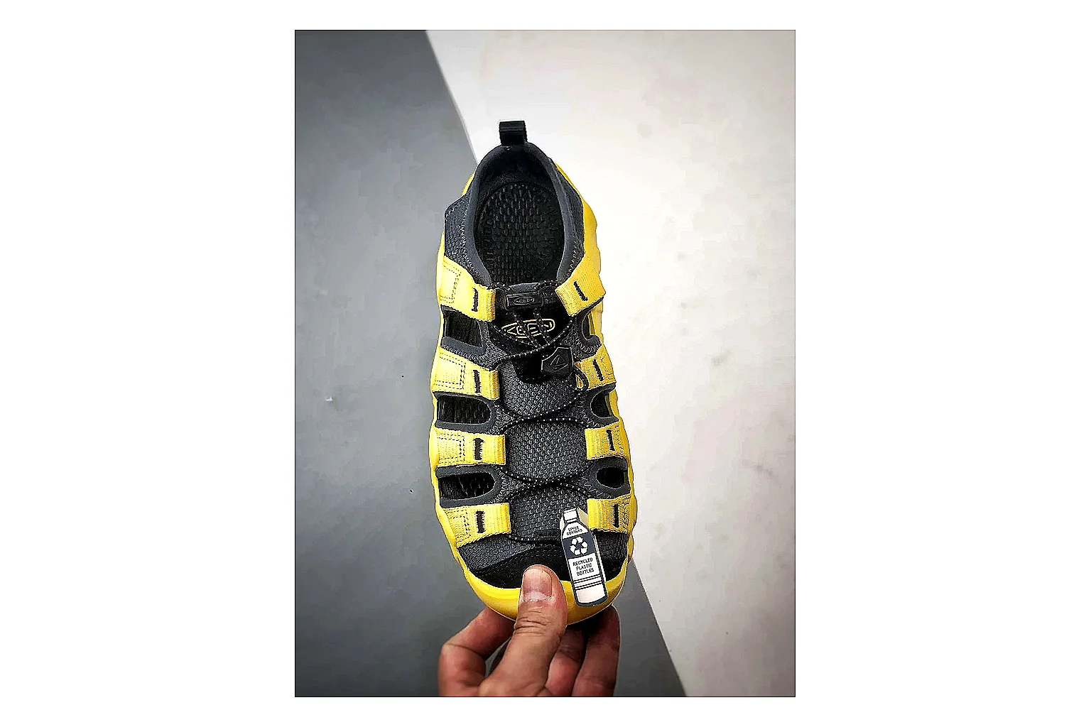 KEEN Jasper Sandal Yellow Black spreadsheet record photo showing yellow black suede-mesh upper, protective sandal structure, outdoor toe coverage, and rugged sole thumbnail 6
