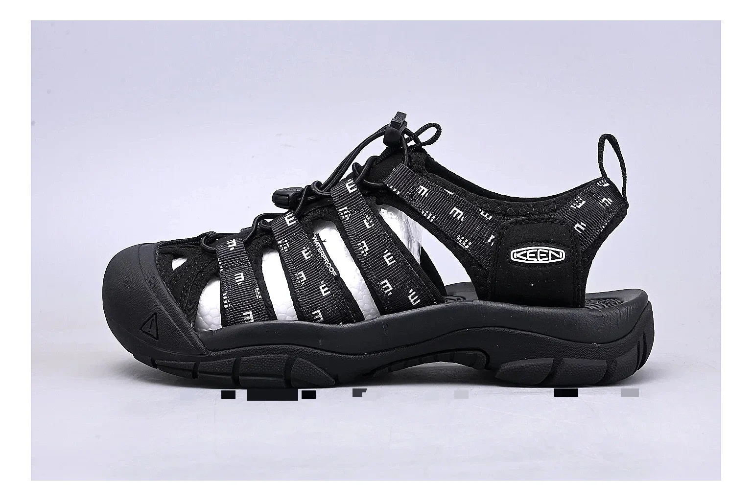 KEEN Zerraport Black Sandal Sheetbase record image with black zerraport outdoor sandal with mixed upper and sandal shape