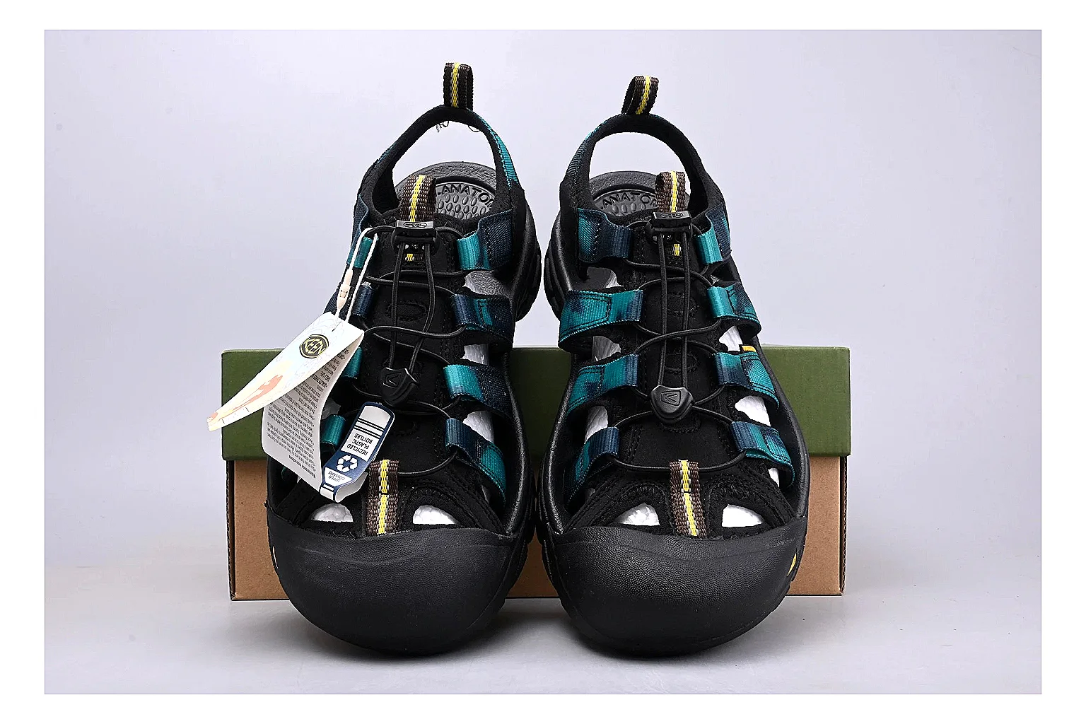 KEEN Zerraport Black Teal Sandal Sheetbase record image with black teal zerraport outdoor sandal with mixed upper and sandal shape