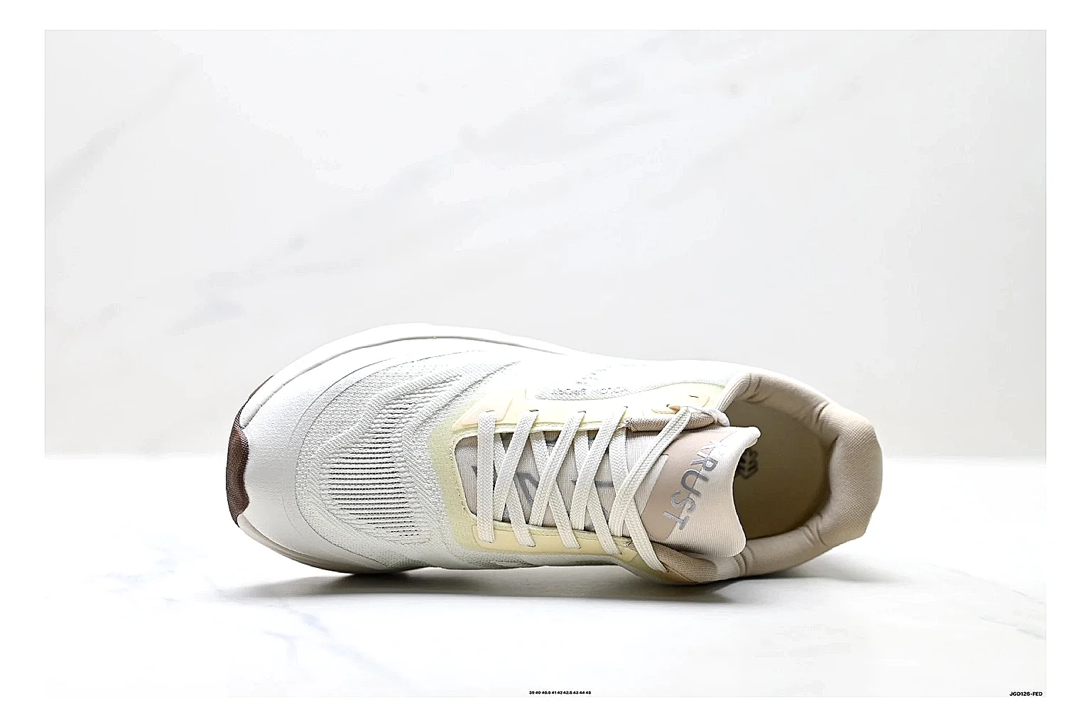 KOLON SPORT Krus V White Tan Sneakers spreadsheet record image with white tan outdoor sneakers with mesh-leather texture, side-profile shape, upper panel lines, and outsole detail thumbnail 2