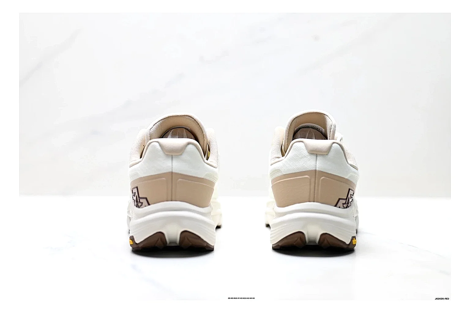KOLON SPORT Krus V White Tan Sneakers spreadsheet record image with white tan outdoor sneakers with mesh-leather texture, side-profile shape, upper panel lines, and outsole detail thumbnail 3