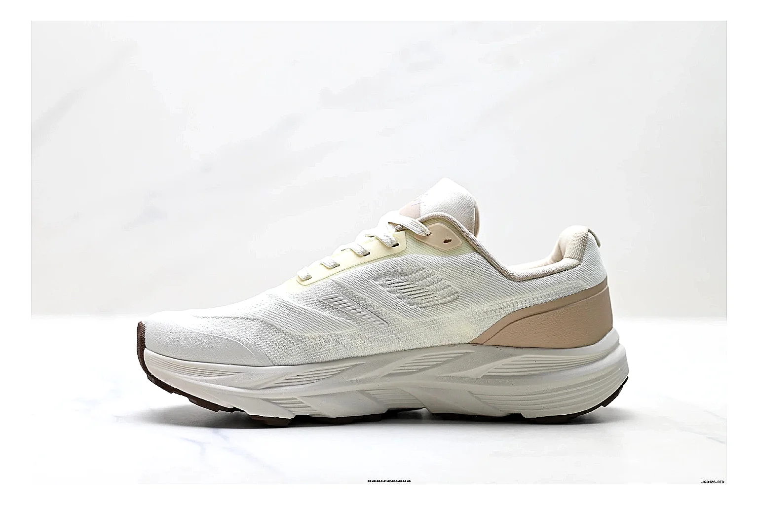 KOLON SPORT Krus V White Tan Sneakers spreadsheet record image with white tan outdoor sneakers with mesh-leather texture, side-profile shape, upper panel lines, and outsole detail thumbnail 6