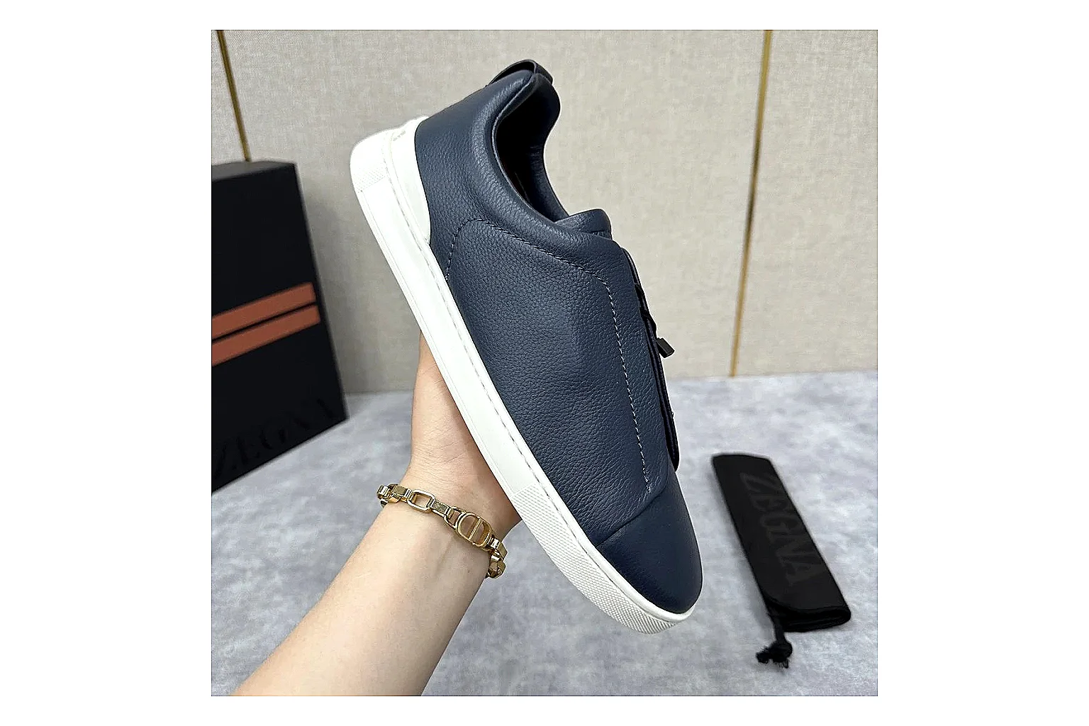 kakosheetbase.com Navy White Leather Loafer Loafer spreadsheet record six-photo gallery thumbnail 5