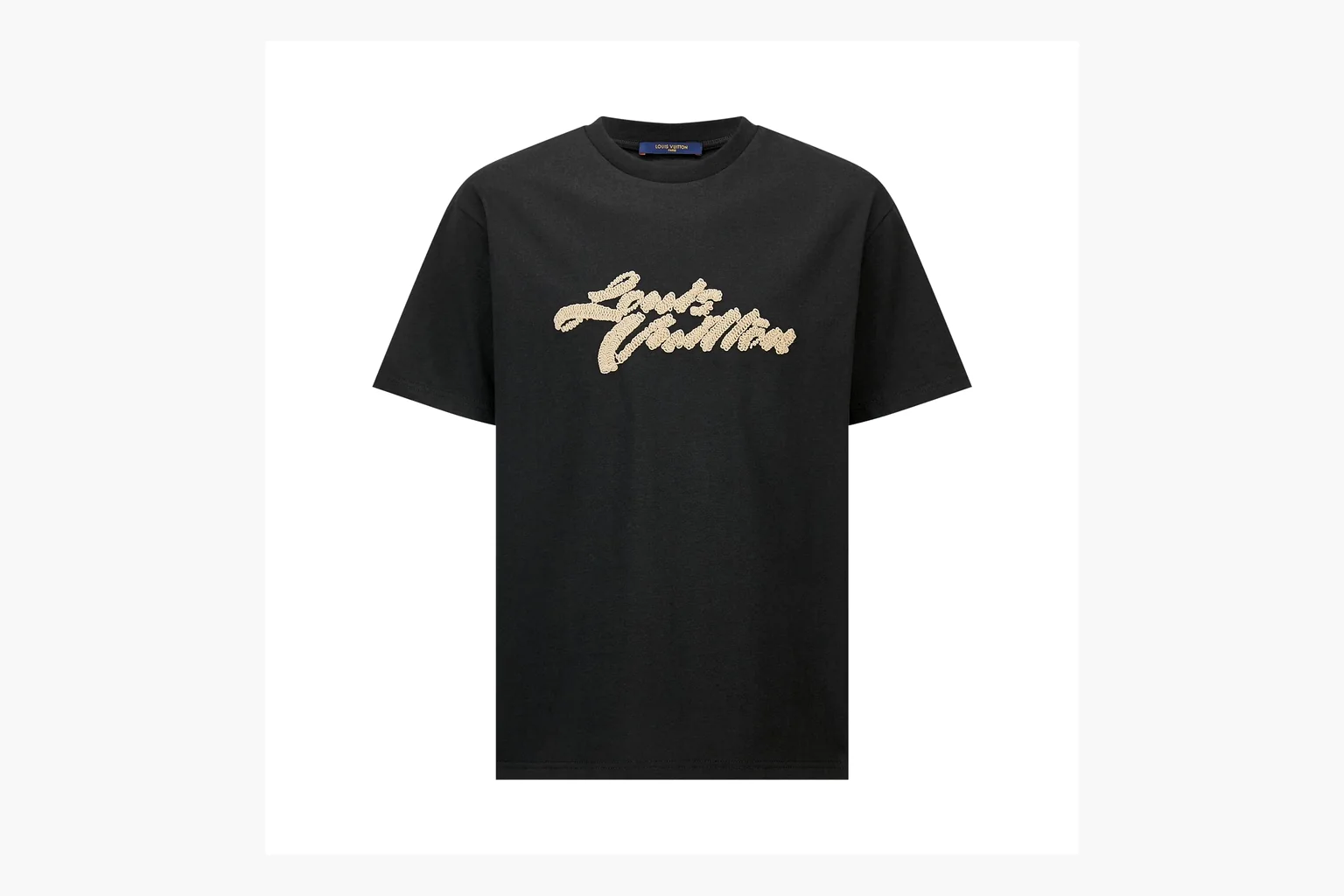 Black LV raffia logo tee spreadsheet record image