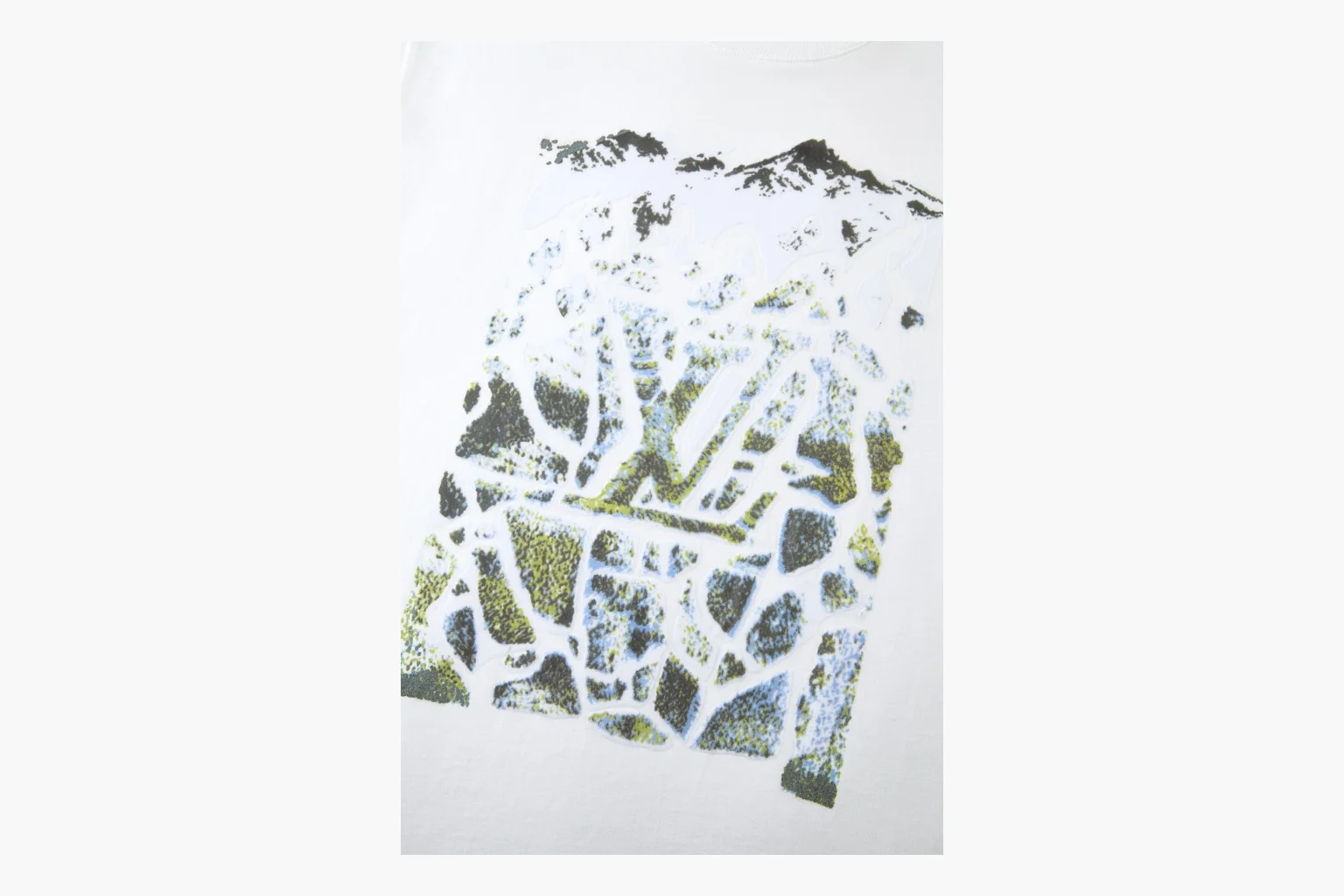 White LV ski mountain graphic tee spreadsheet record thumbnail 2