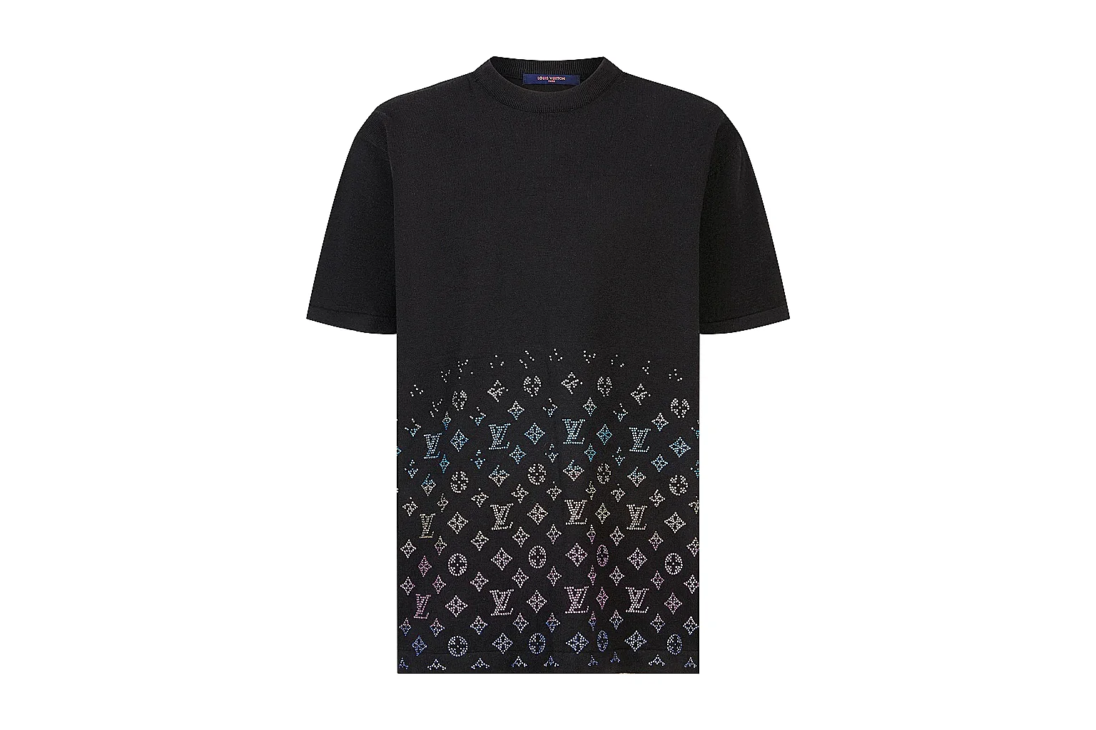 kakosheetbase.com Louis Vuitton Black Monogram Hem Tee 0225 Black short-sleeve-tee product image