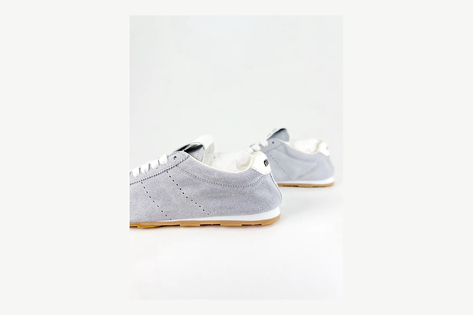 Miu Miu Grey Low Sneaker Sheetbase record image with grey fashion low-top with mixed-material upper and low-profile shape thumbnail 5