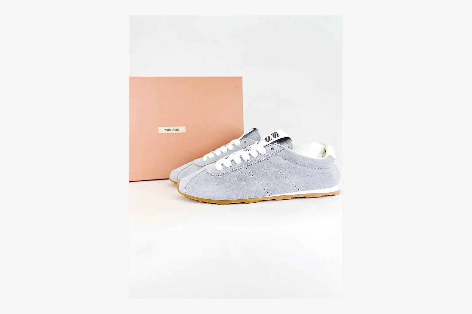Miu Miu Grey Low Sneaker Sheetbase record image with grey fashion low-top with mixed-material upper and low-profile shape thumbnail 6
