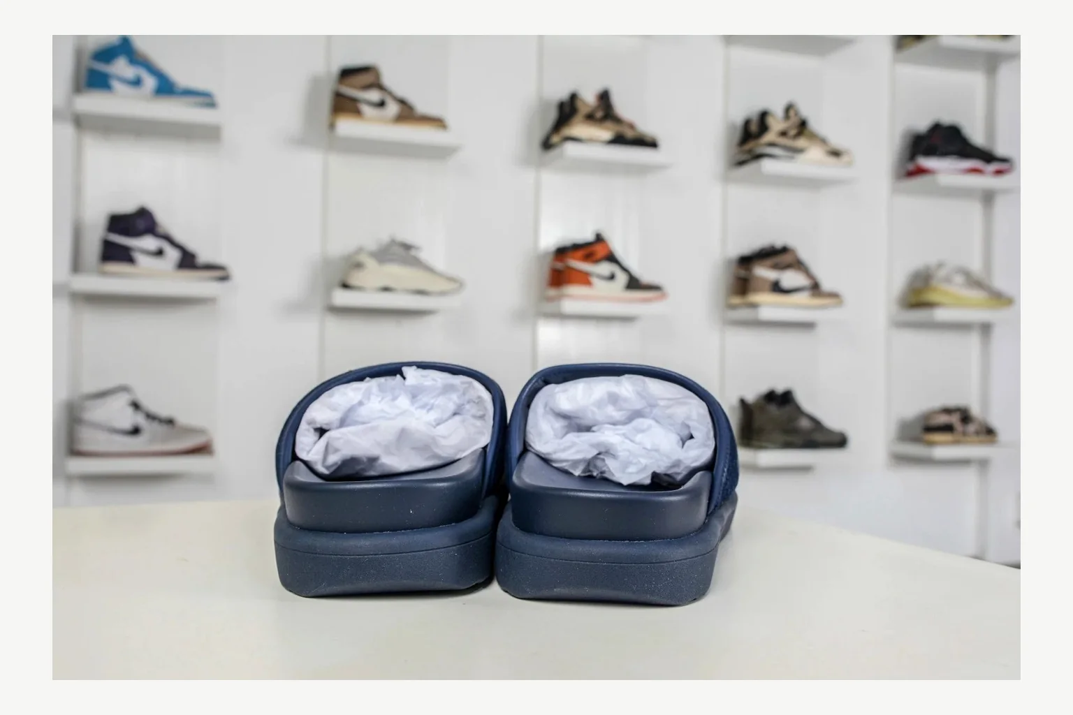Miu Miu Navy Denim Slide Sheetbase record image with navy denim denim slide with denim upper and low-profile shape thumbnail 6