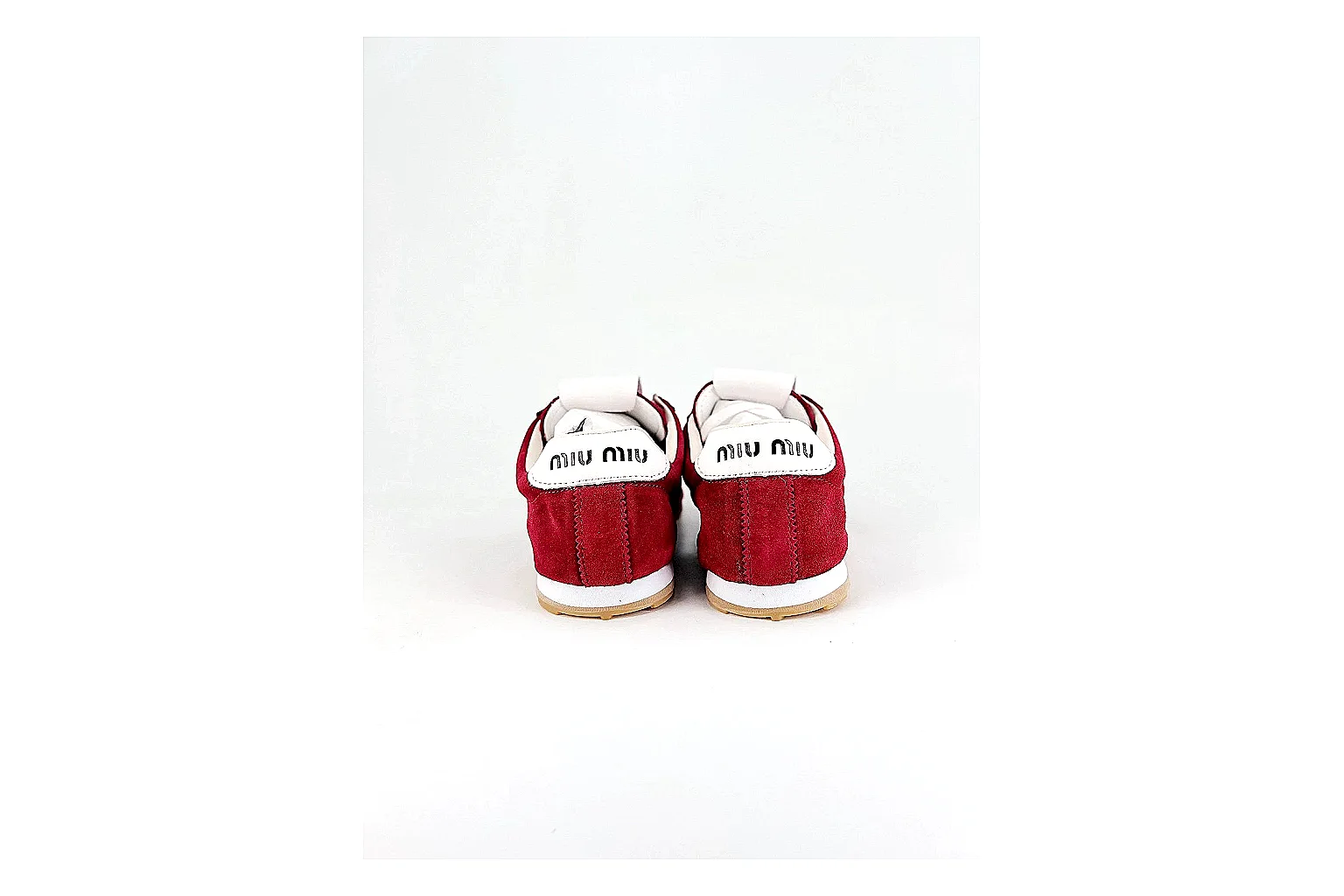 Miu Miu Red Suede Sneaker Sheetbase record image with red fashion low-top with mixed-material upper and low-profile shape thumbnail 3