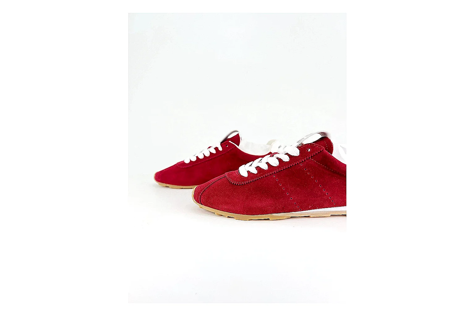 Miu Miu Red Suede Sneaker Sheetbase record image with red fashion low-top with mixed-material upper and low-profile shape thumbnail 4