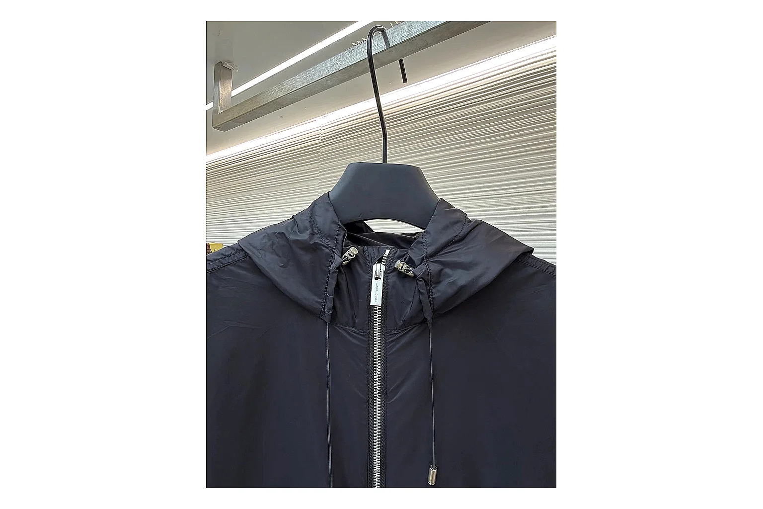 Moncler Nylon Hooded Jacket Black Jacket spreadsheet record image with black nylon hooded jacket with nylon texture, hood structure, zipper line, sleeve cuffs, and light shell shape thumbnail 6