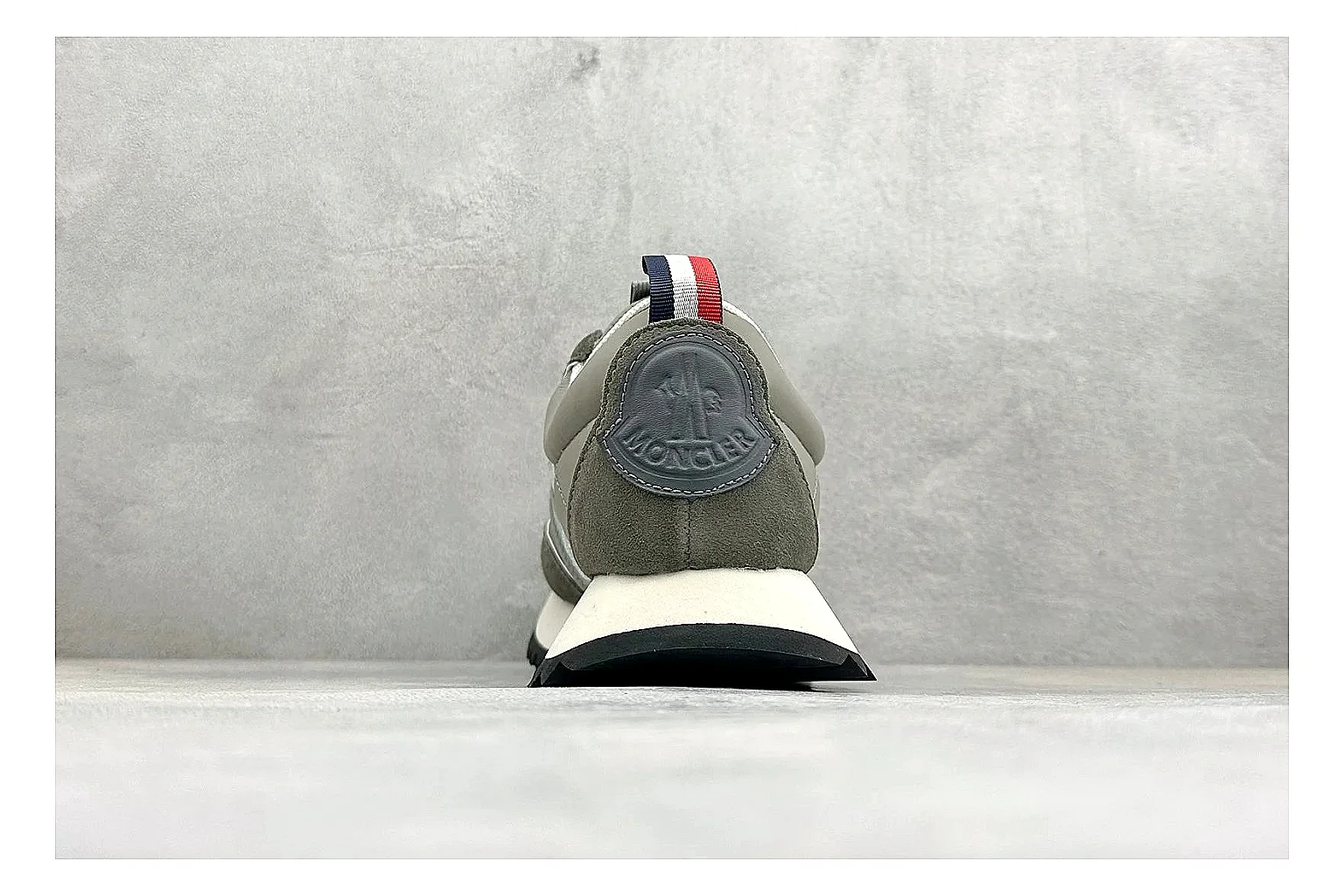 Moncler Pacey Grey Suede spreadsheet record image showing grey suede upper, rugged white outsole, low collar, and soft neutral streetwear tone thumbnail 3