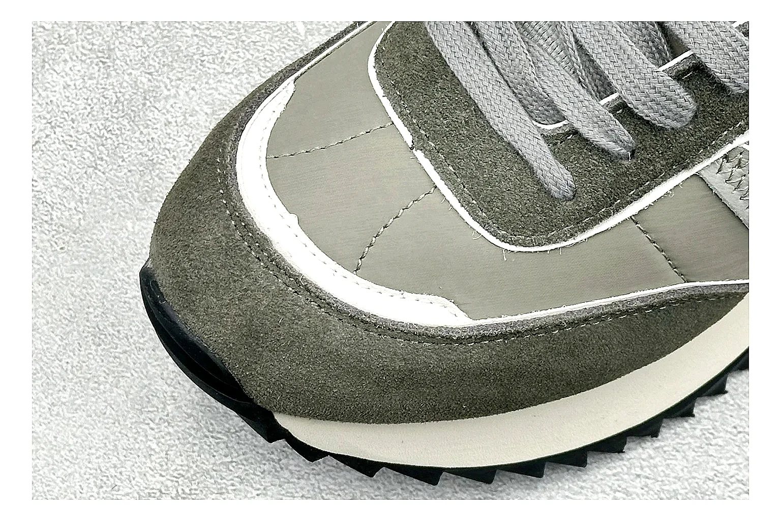 Moncler Pacey Grey Suede spreadsheet record image showing grey suede upper, rugged white outsole, low collar, and soft neutral streetwear tone thumbnail 5