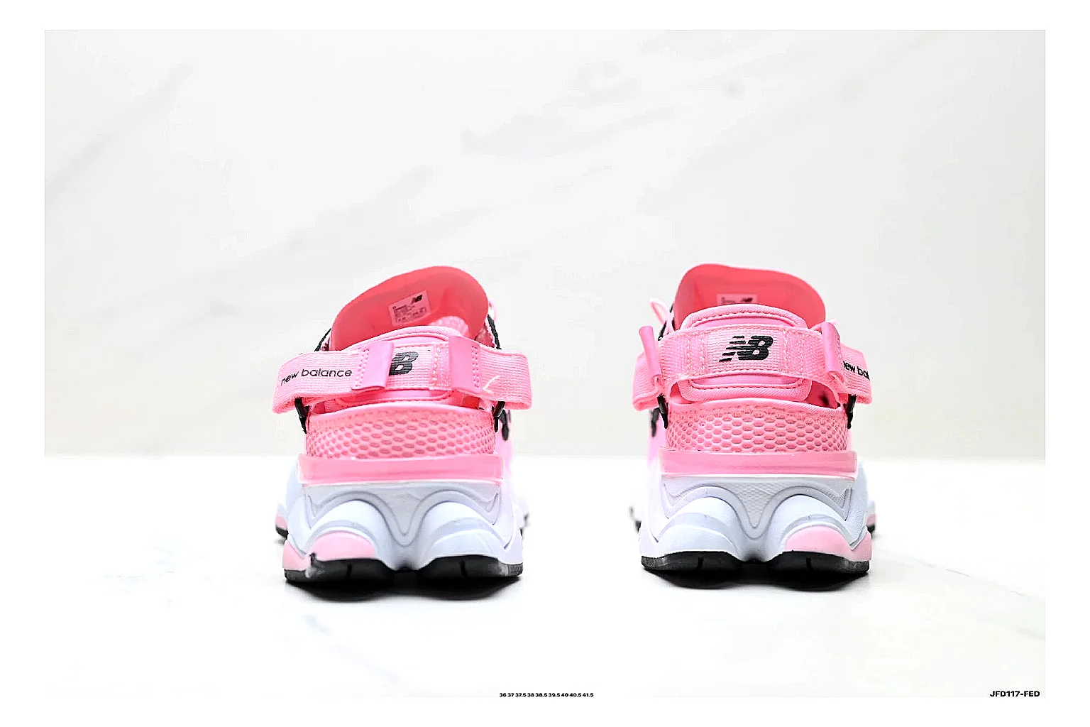 New Balance 9060 Pink Black Sneakers spreadsheet record image with pink black chunky runner sneakers with mesh-leather texture, side-profile shape, upper panel lines, and outsole detail thumbnail 3