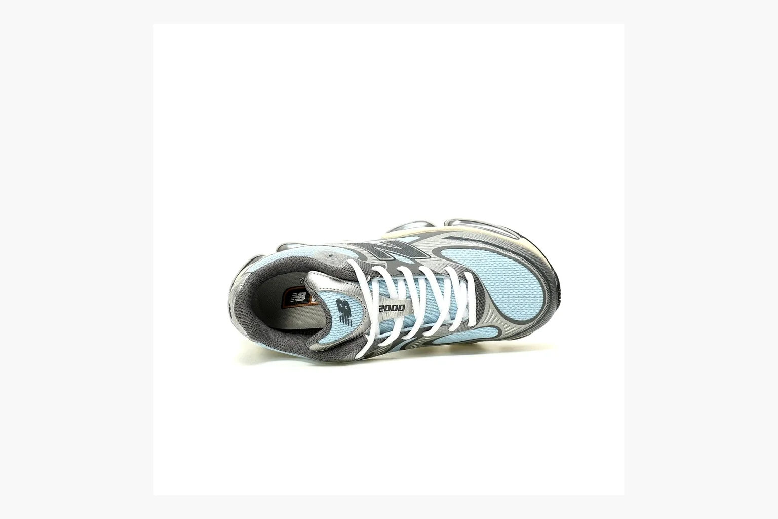 New Balance 9060 Runner Sneaker Silver Teal Sheetbase record image with silver and teal NB 9060 runner with chunky sole, mesh panels, and side N logo thumbnail 2