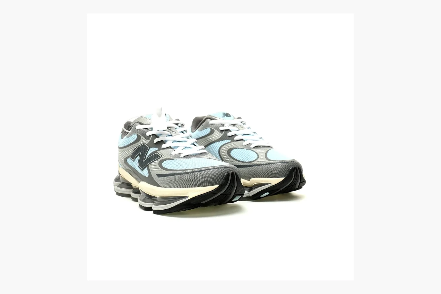 New Balance 9060 Runner Sneaker Silver Teal Sheetbase record image with silver and teal NB 9060 runner with chunky sole, mesh panels, and side N logo