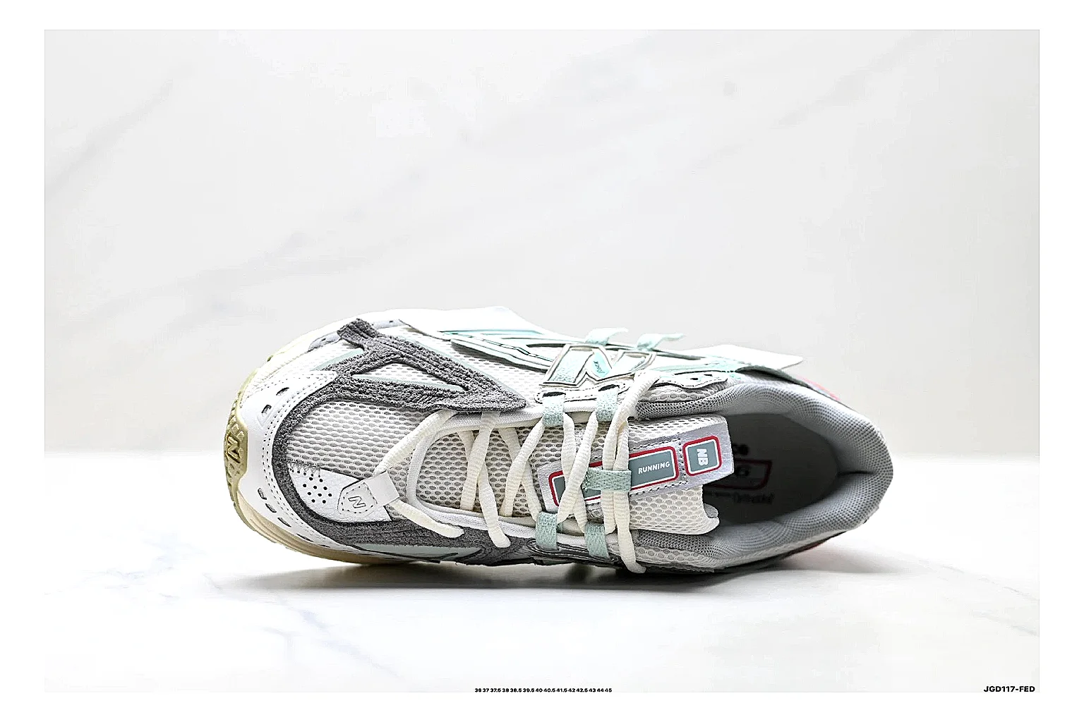 New Balance M1906 Silver Red Sneakers spreadsheet record image with silver red retro runner sneakers with mesh-leather texture, side-profile shape, upper panel lines, and outsole detail thumbnail 2