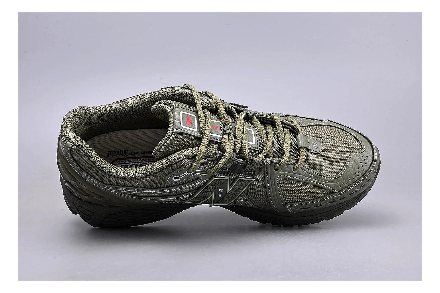 New Balance 1906R Olive Grey Sheetbase record image with grey olive 1906r runner with mixed upper and runner shape thumbnail 2