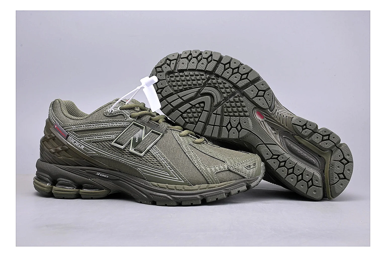New Balance 1906R Olive Grey Sheetbase record image with grey olive 1906r runner with mixed upper and runner shape thumbnail 5