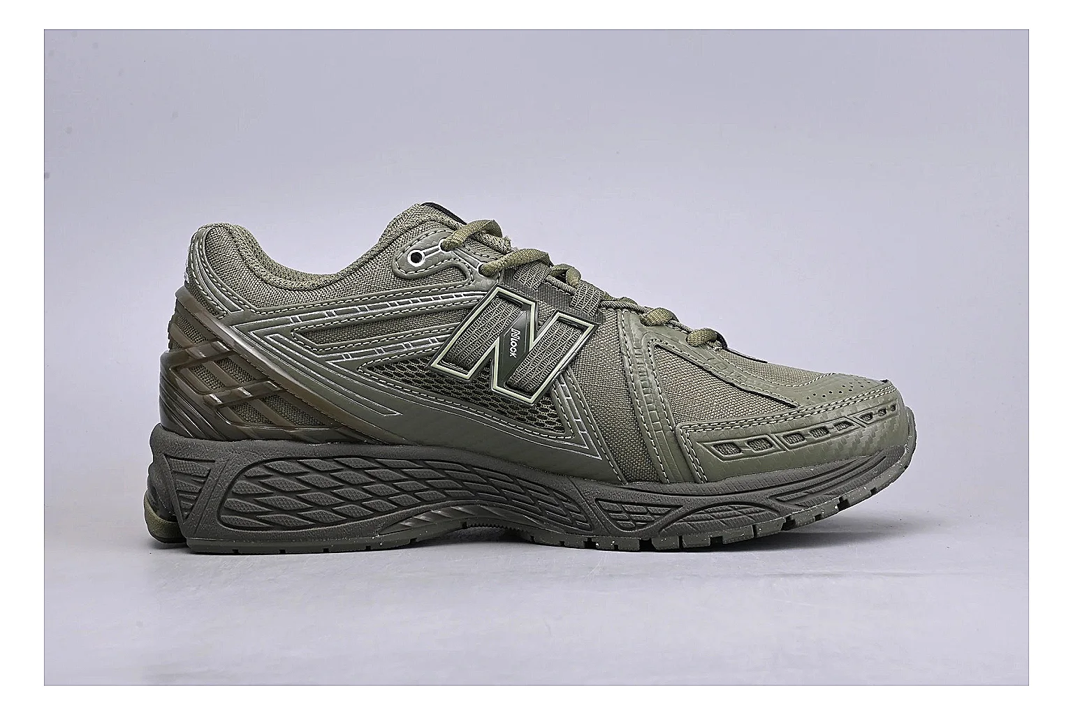 New Balance 1906R Olive Grey Sheetbase record image with grey olive 1906r runner with mixed upper and runner shape thumbnail 6
