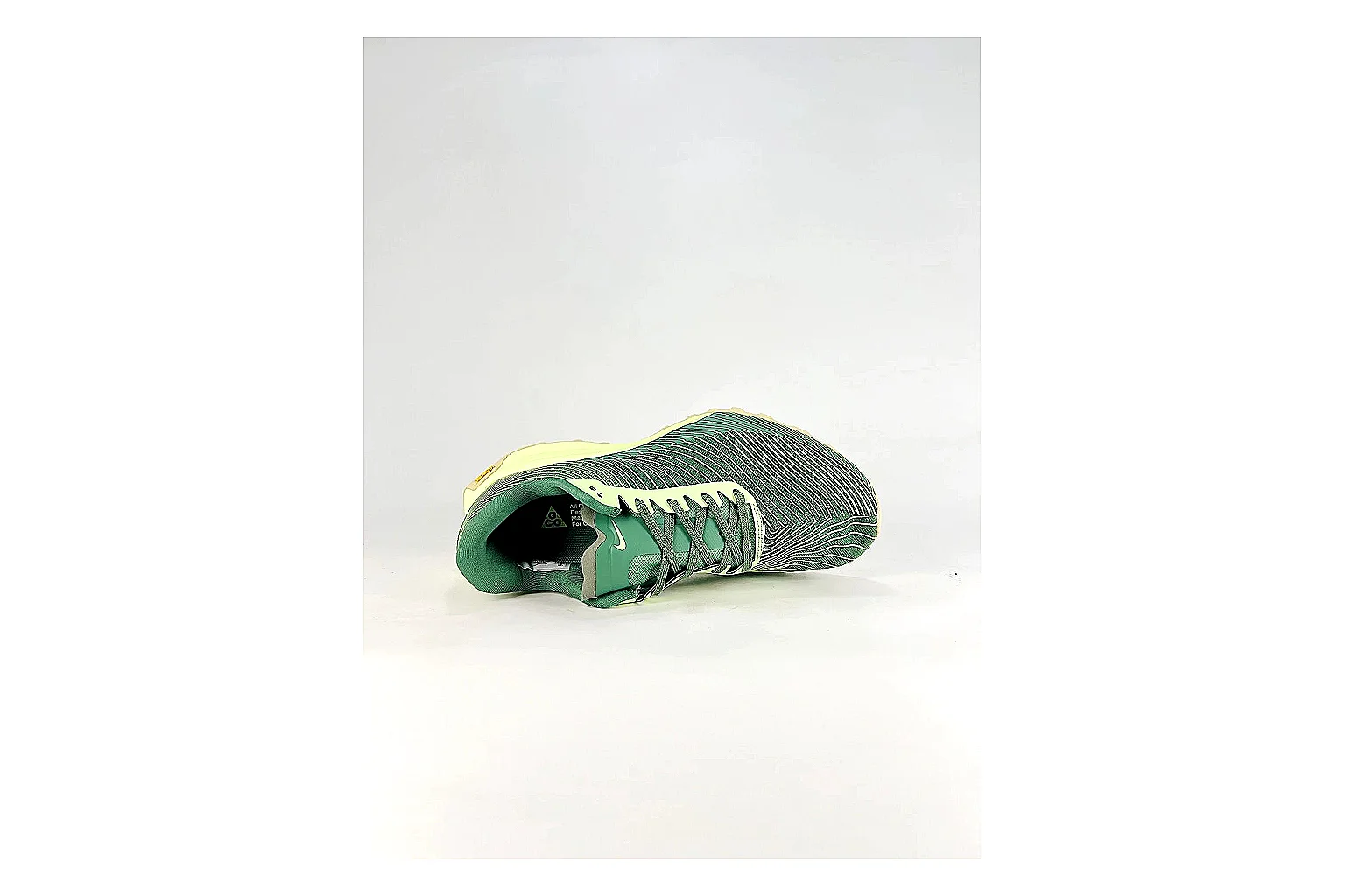 Nike ACG Ultra Green Lime Sneakers spreadsheet record image with green lime outdoor sneakers with textile texture, side-profile shape, upper panel lines, and outsole detail thumbnail 2