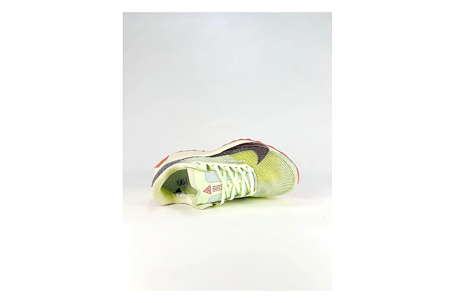 Nike ACG Ultra Lime Pink Sneakers spreadsheet record image with lime pink outdoor sneakers with textile texture, side-profile shape, upper panel lines, and outsole detail thumbnail 2