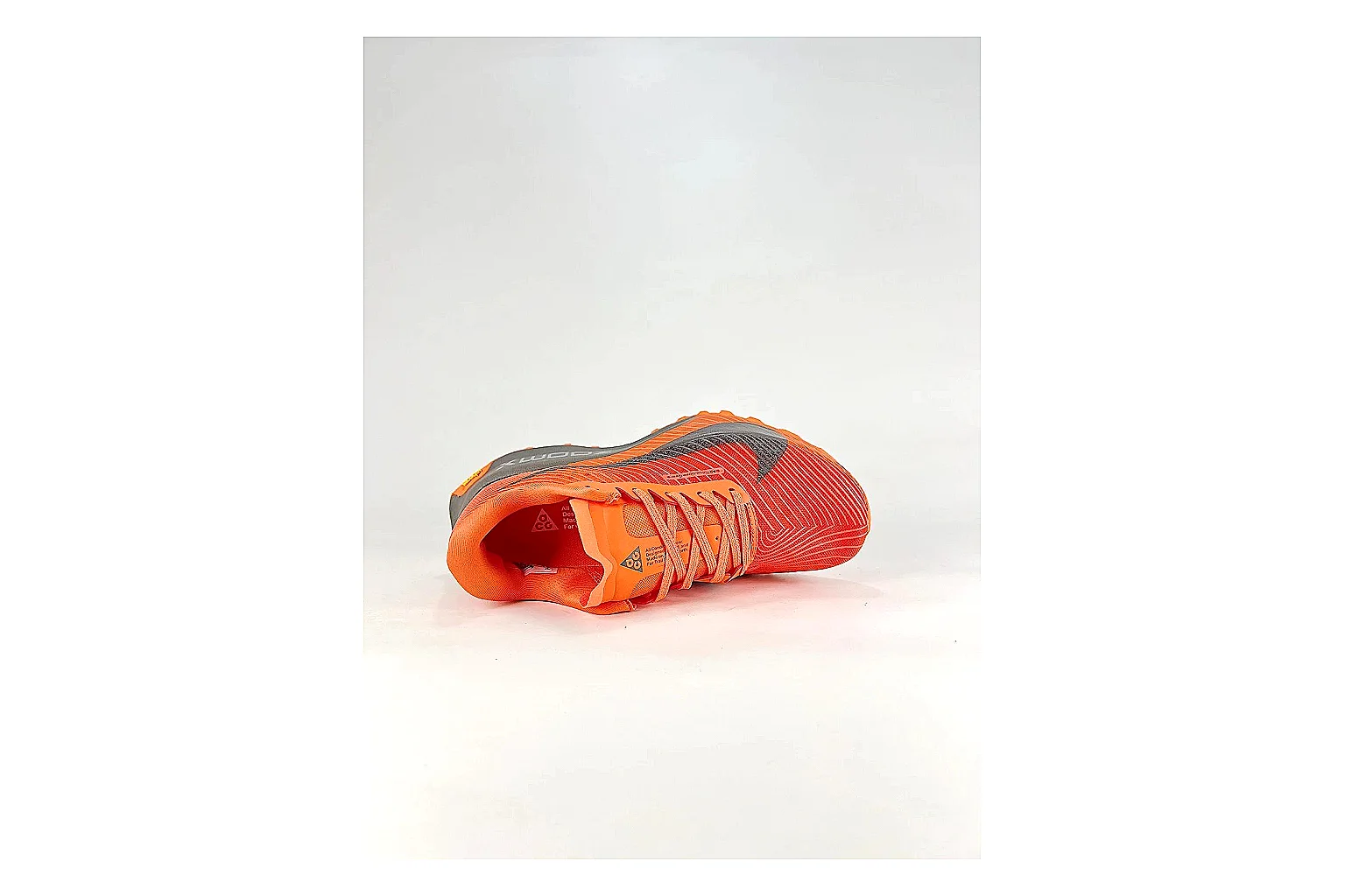 Nike ACG Ultra Orange Gray Sneakers spreadsheet record image with orange gray outdoor sneakers with textile texture, side-profile shape, upper panel lines, and outsole detail thumbnail 2