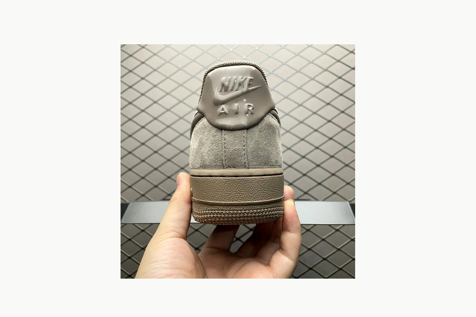 Nike Air Force 1 Beige Sneaker Sheetbase record image with silver beige air force 1 low-top with mixed upper and low top shape thumbnail 2