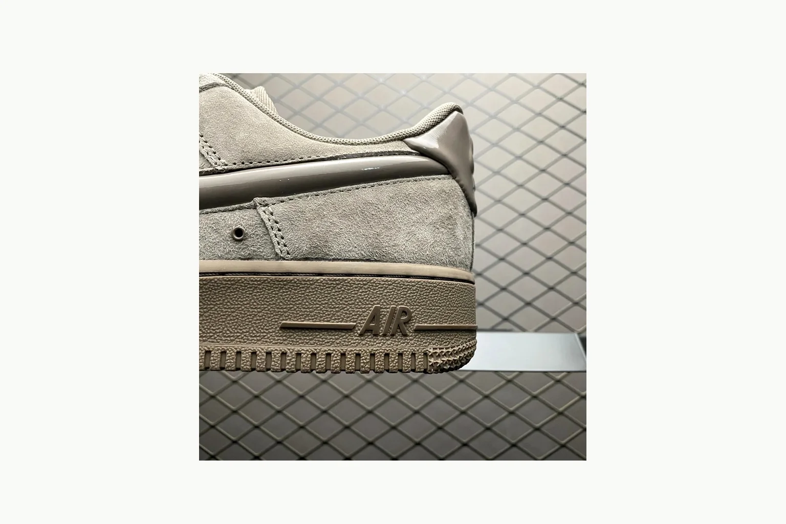 Nike Air Force 1 Beige Sneaker Sheetbase record image with silver beige air force 1 low-top with mixed upper and low top shape thumbnail 3