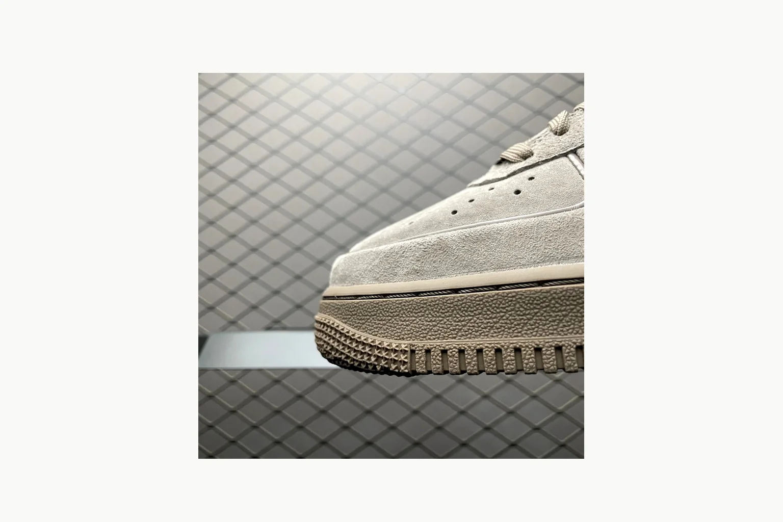 Nike Air Force 1 Beige Sneaker Sheetbase record image with silver beige air force 1 low-top with mixed upper and low top shape thumbnail 5