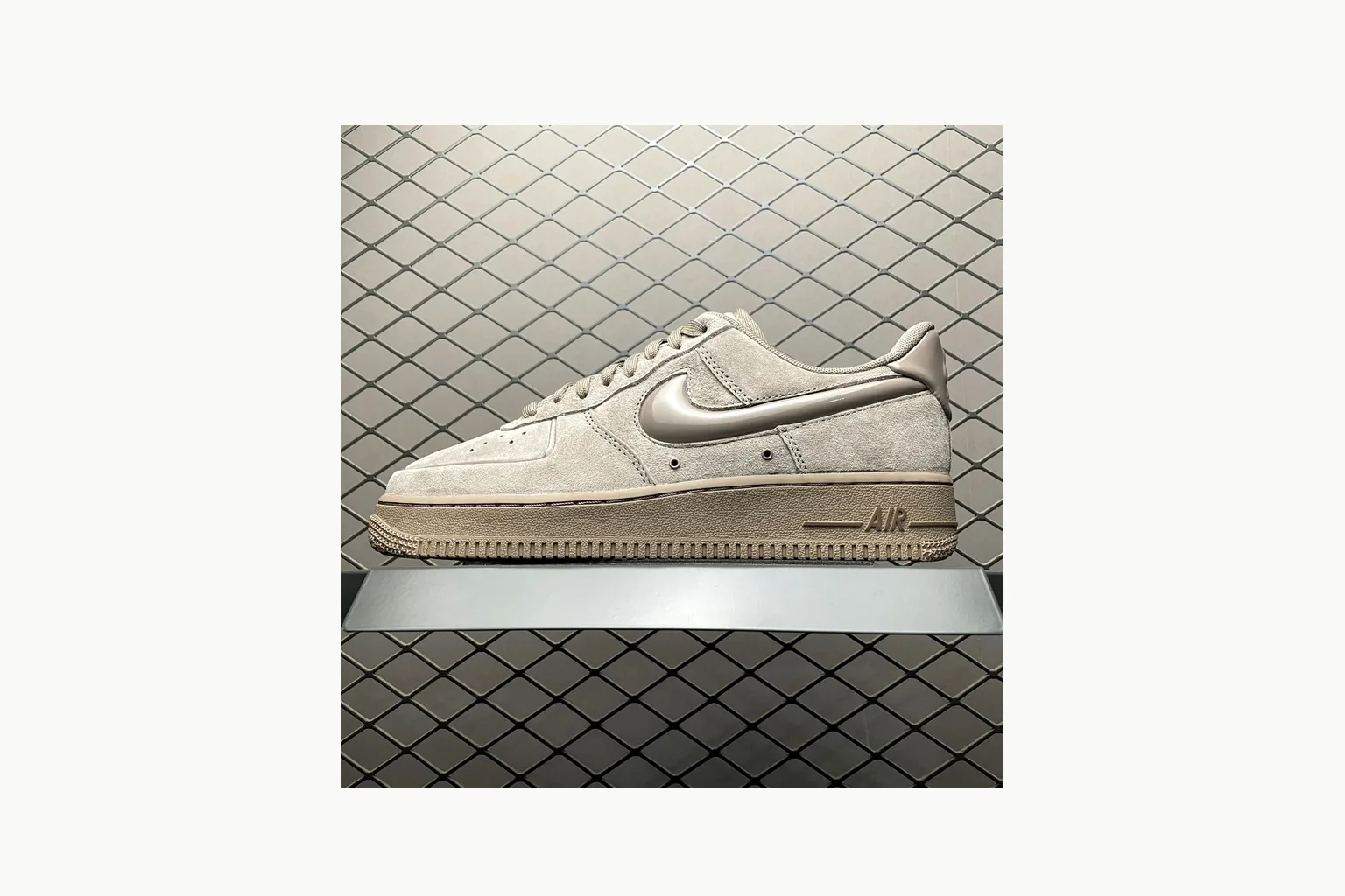 Nike Air Force 1 Beige Sneaker Sheetbase record image with silver beige air force 1 low-top with mixed upper and low top shape thumbnail 6