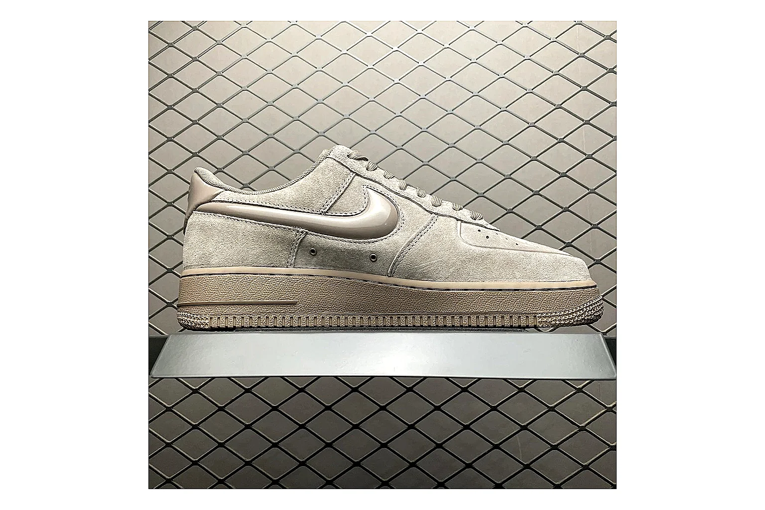 Nike Air Force 1 White Silver Sheetbase record image with white silver air force 1 low-top with mixed upper and low top shape thumbnail 2