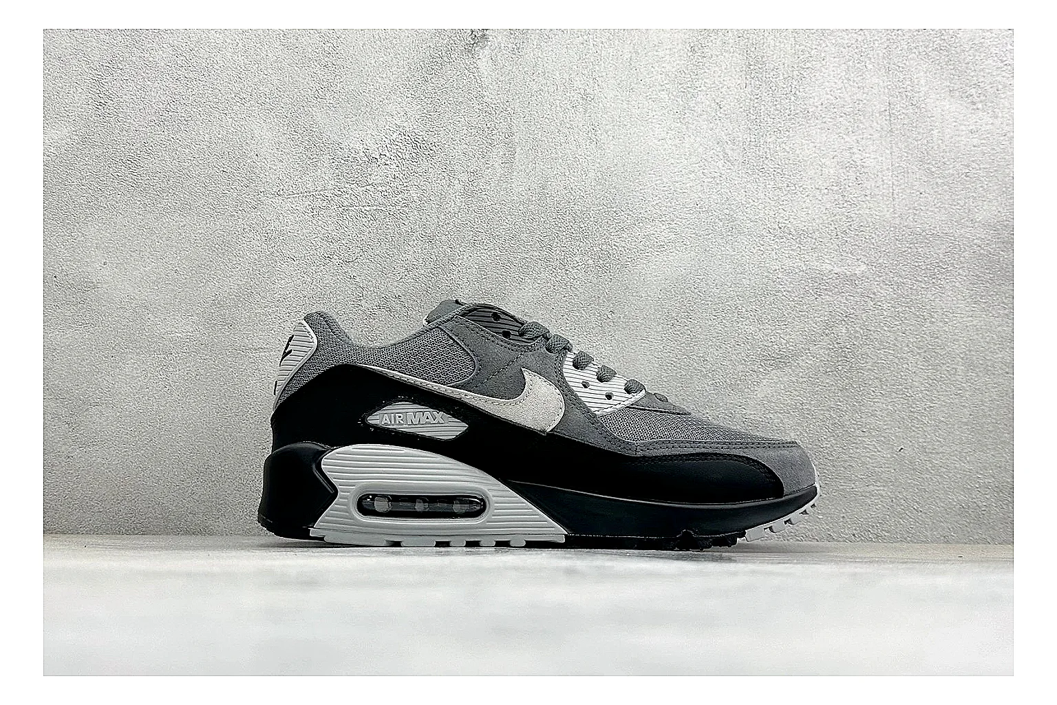 Nike Air Max 90 Grey Black spreadsheet record photo showing grey and black layered upper, visible Air window, classic Air Max 90 panels, and sturdy retro sole thumbnail 6