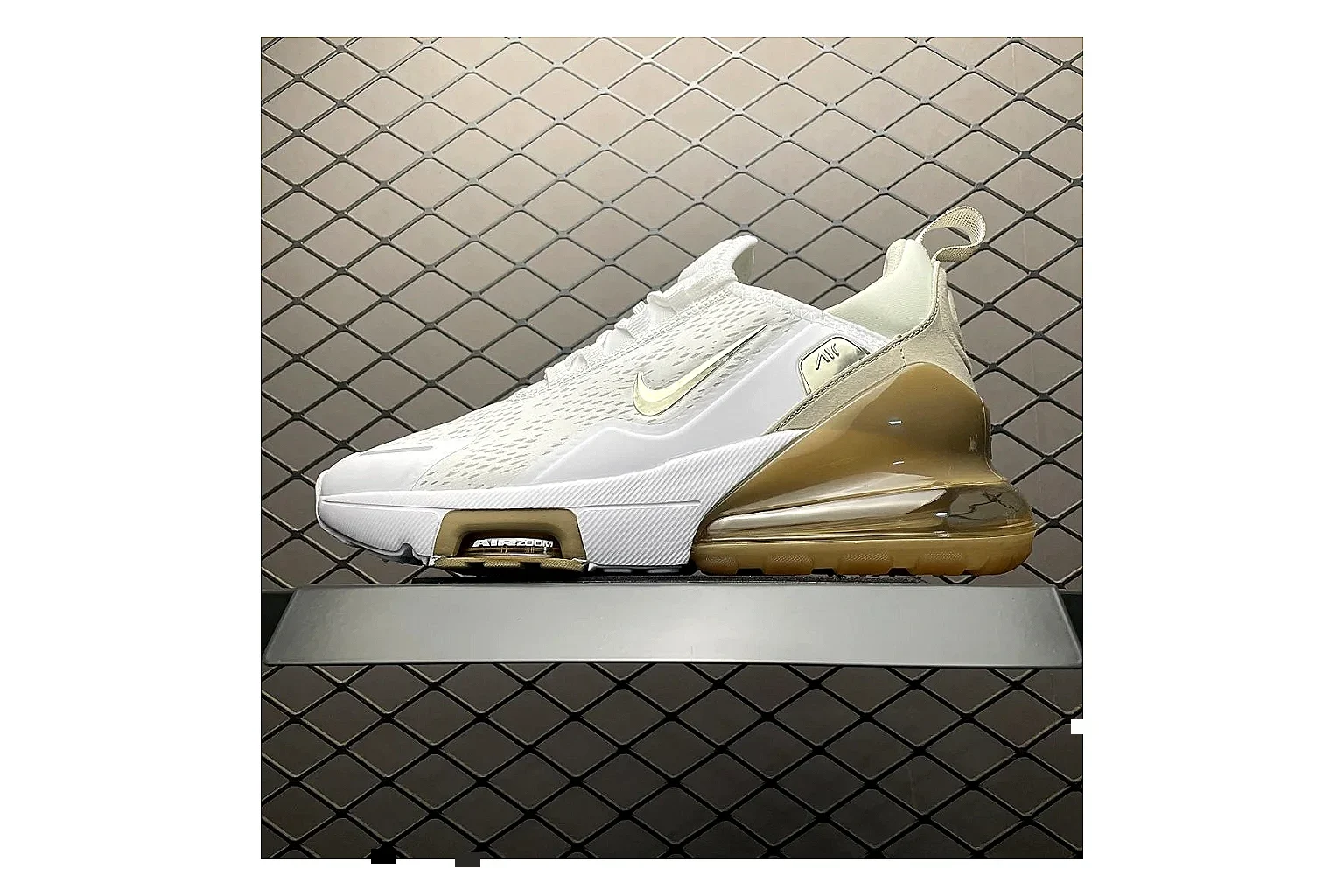 Nike Air Max DN White Gold Sneaker Sheetbase record image with white gold air max dn sneaker with mixed upper and low top shape