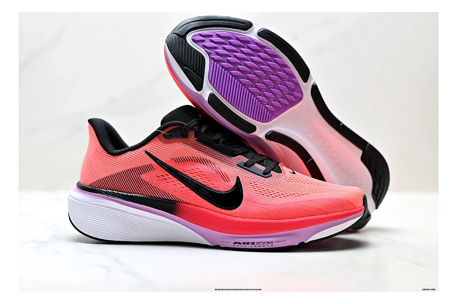 Nike Air Zoom Pegasus Pink Black Sneakers spreadsheet record image with pink black running sneakers with mesh texture, side-profile shape, upper panel lines, and outsole detail thumbnail 5