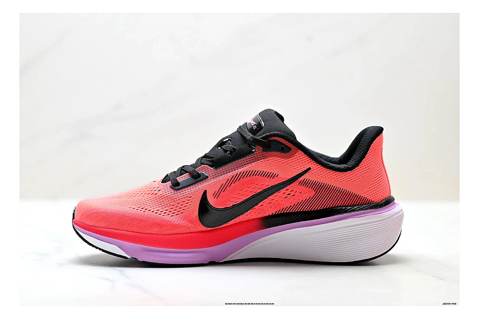 Nike Air Zoom Pegasus Pink Black Sneakers spreadsheet record image with pink black running sneakers with mesh texture, side-profile shape, upper panel lines, and outsole detail thumbnail 6