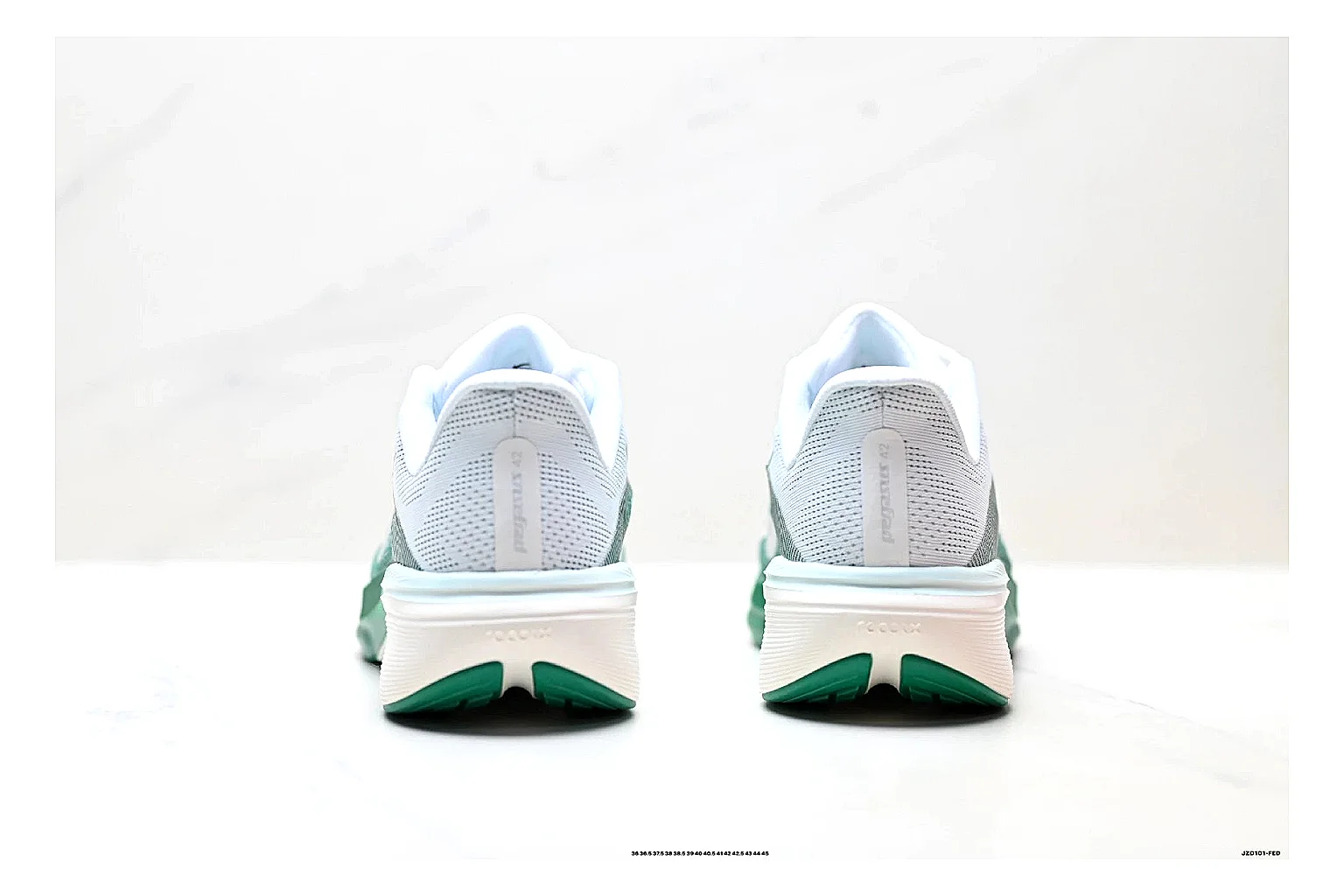 Nike Air Zoom Pegasus White Green Sneakers spreadsheet record image with white green running sneakers with mesh texture, side-profile shape, upper panel lines, and outsole detail thumbnail 3