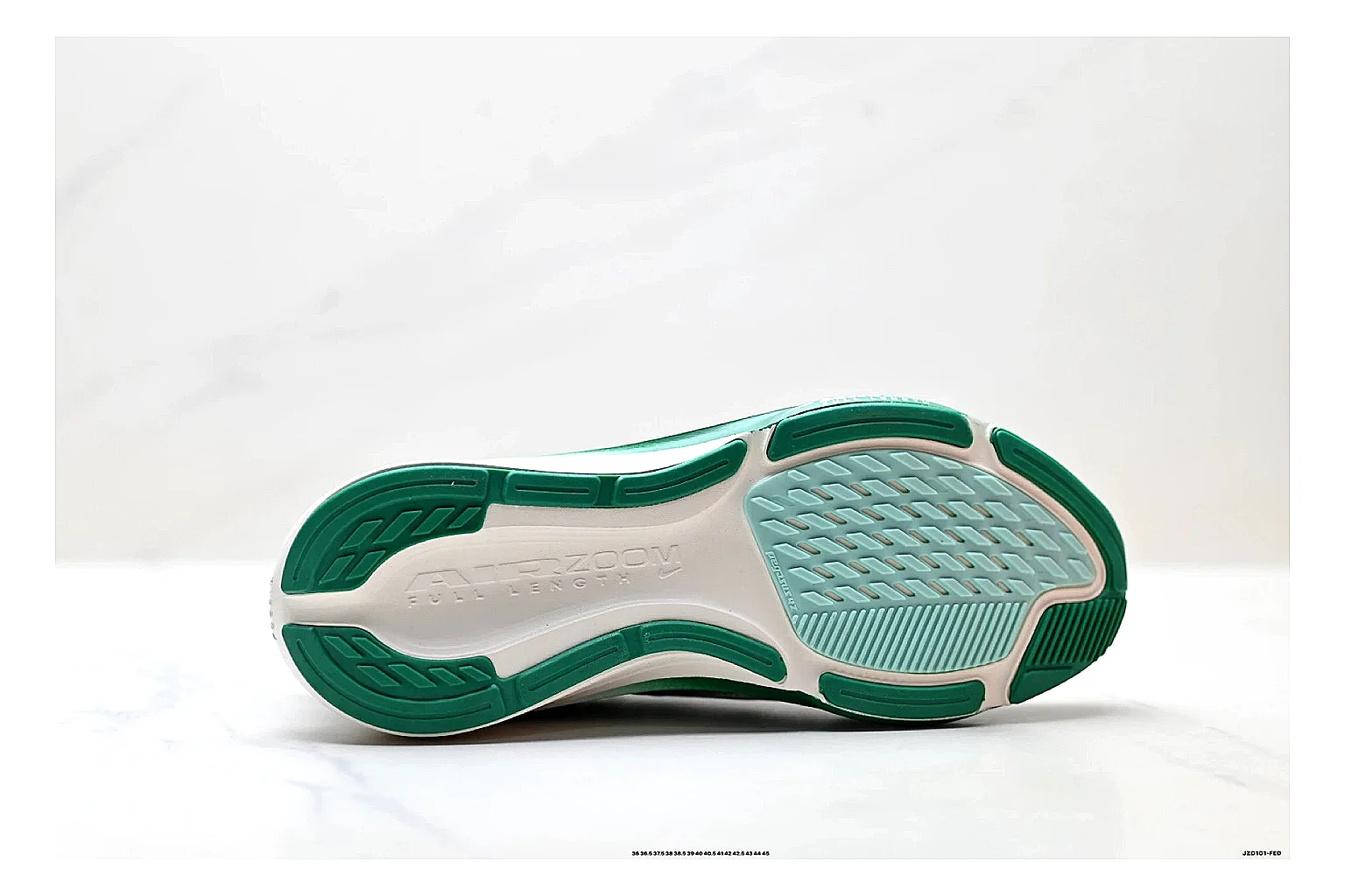 Nike Air Zoom Pegasus White Green Sneakers spreadsheet record image with white green running sneakers with mesh texture, side-profile shape, upper panel lines, and outsole detail
