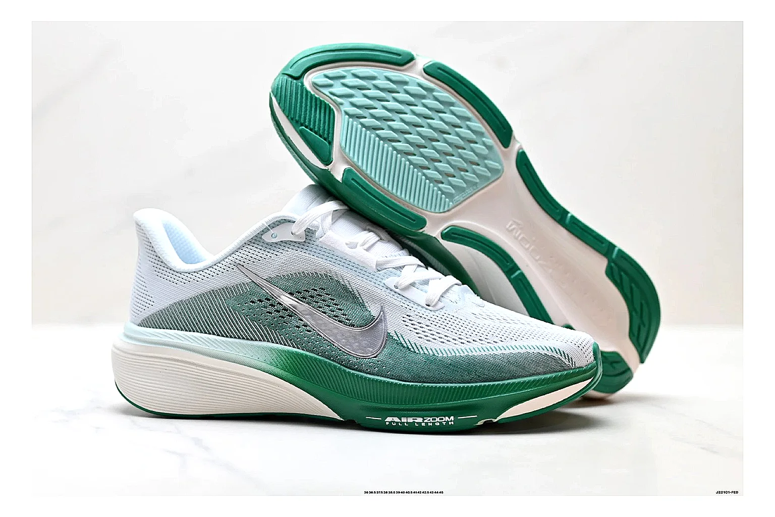 Nike Air Zoom Pegasus White Green Sneakers spreadsheet record image with white green running sneakers with mesh texture, side-profile shape, upper panel lines, and outsole detail thumbnail 5