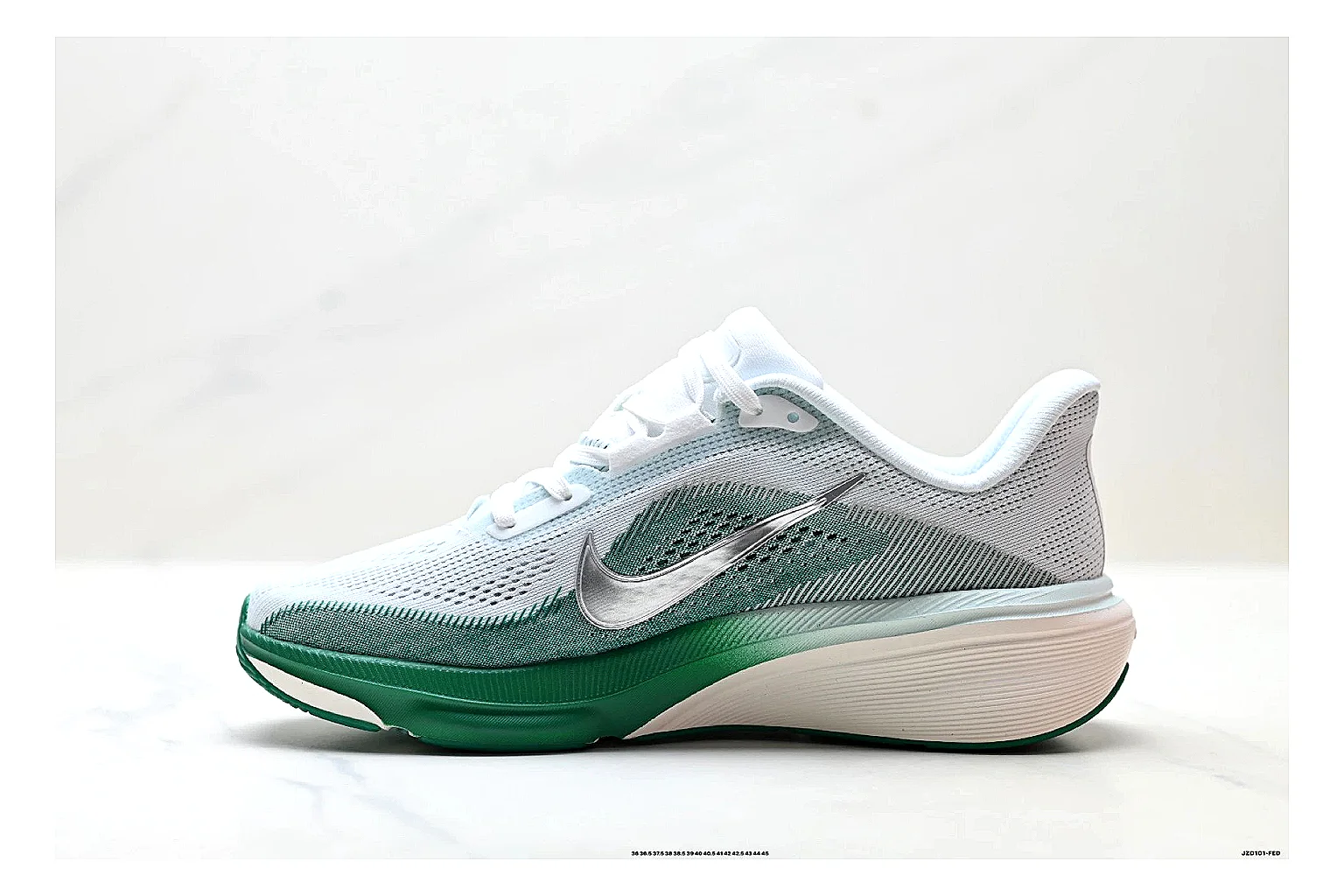Nike Air Zoom Pegasus White Green Sneakers spreadsheet record image with white green running sneakers with mesh texture, side-profile shape, upper panel lines, and outsole detail thumbnail 6