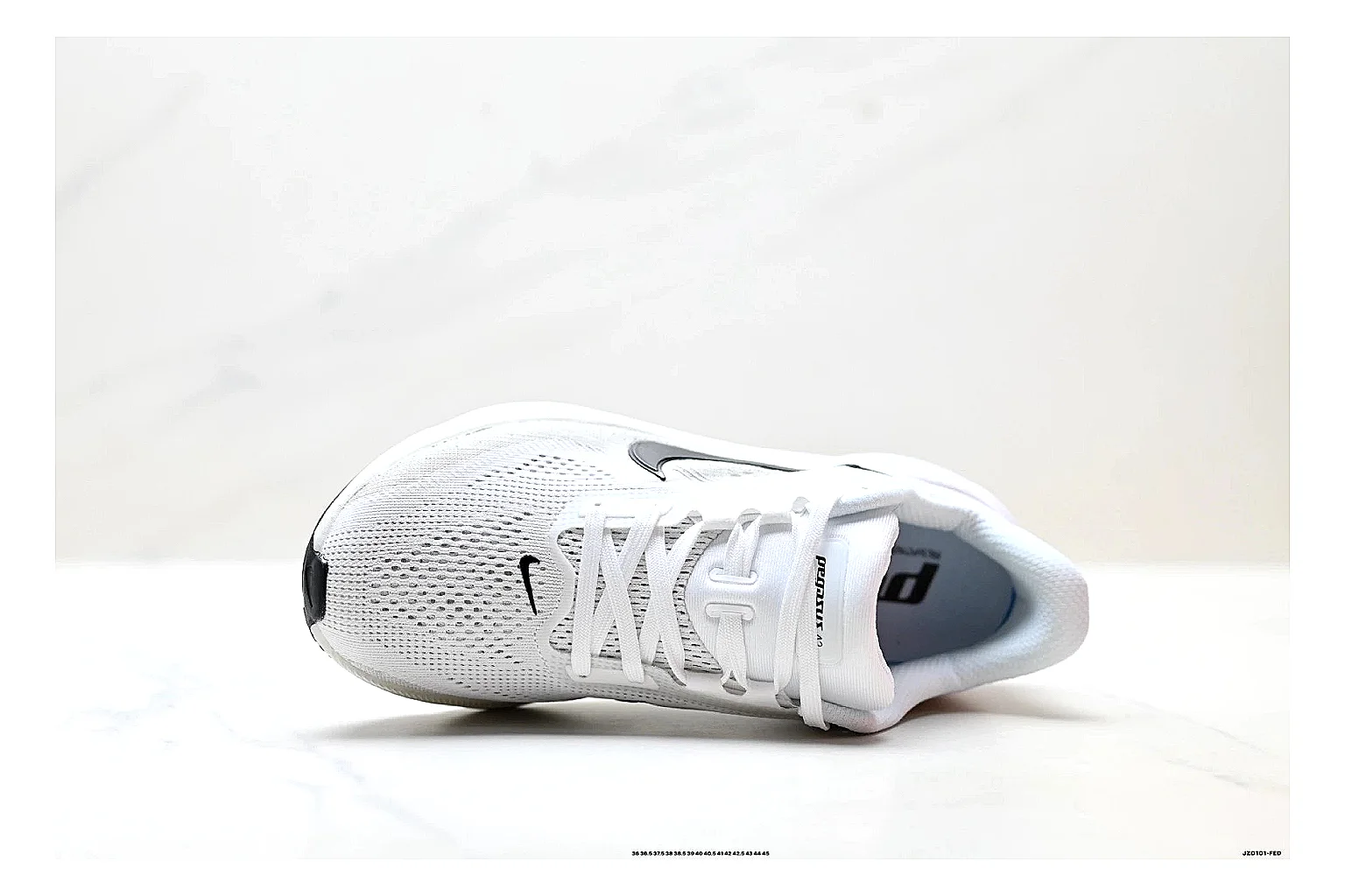 Nike Air Zoom Pegasus White Pink Sneakers spreadsheet record image with white pink running sneakers with mesh texture, side-profile shape, upper panel lines, and outsole detail thumbnail 2