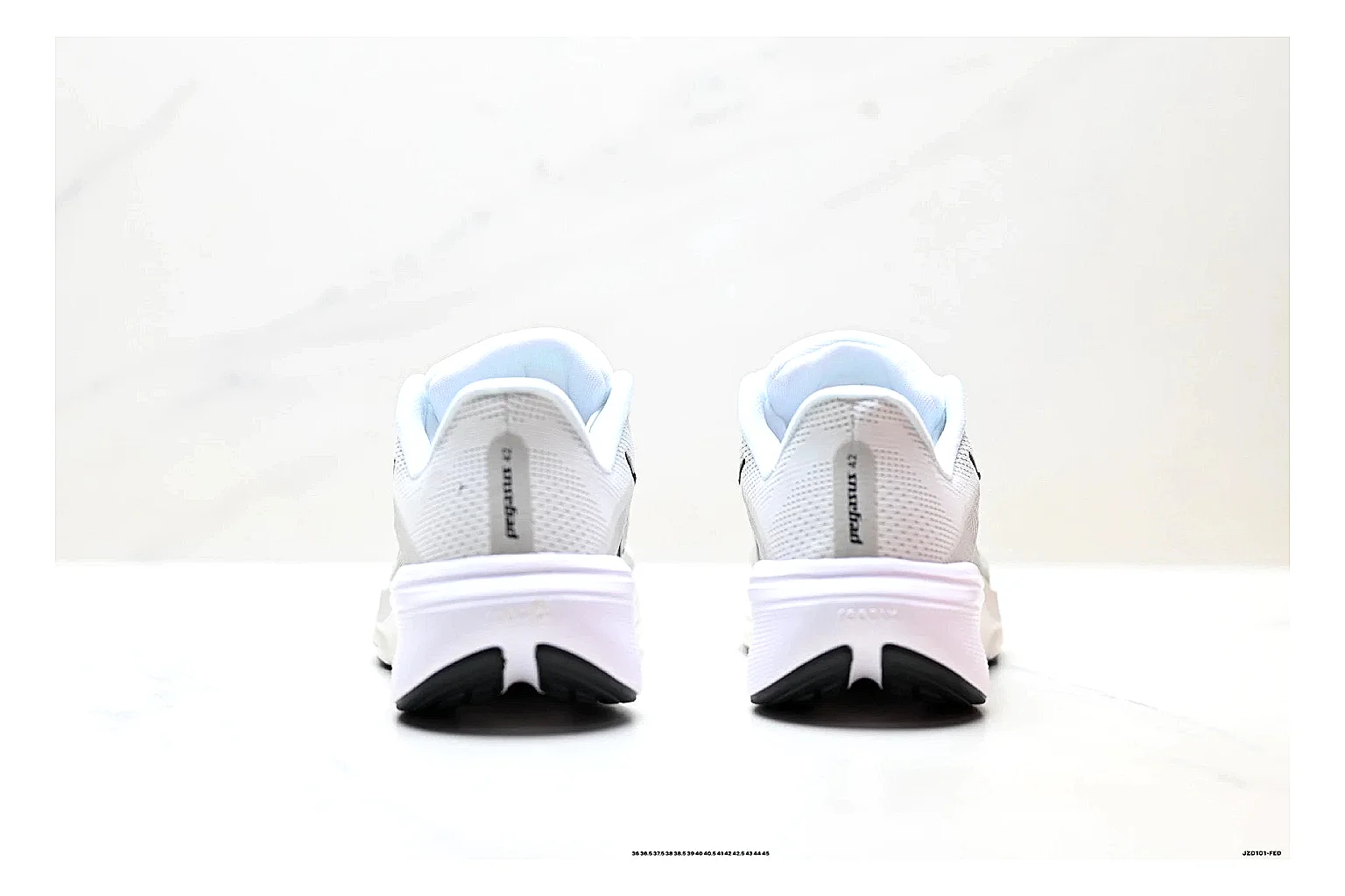 Nike Air Zoom Pegasus White Pink Sneakers spreadsheet record image with white pink running sneakers with mesh texture, side-profile shape, upper panel lines, and outsole detail thumbnail 3